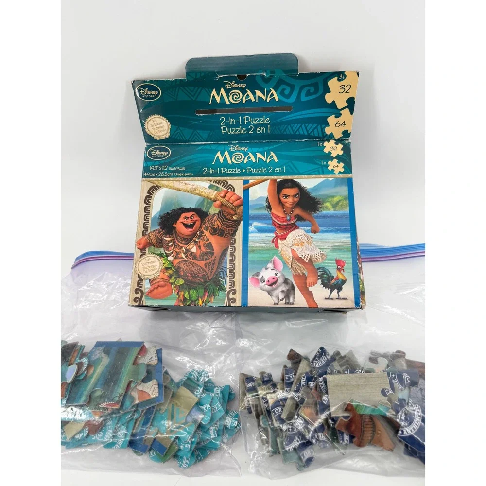 Disney Store Moana 2-in-1 Jigsaw Puzzle Set 32 and 64 Pieces Foil Technique